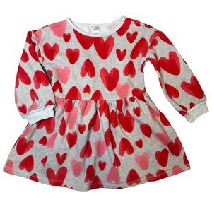 Watercolor Hearts Sweatshirt Dress Bubble Sleeve Valentine's Day Outfit Girls 4